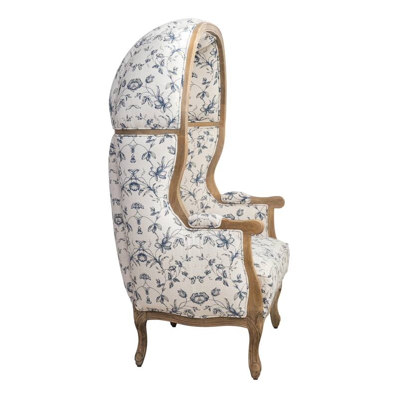 Cotton and Linen Upholstered Balloon Chair with Pattern - 44.0"L x 31.25"W x 61.5"H