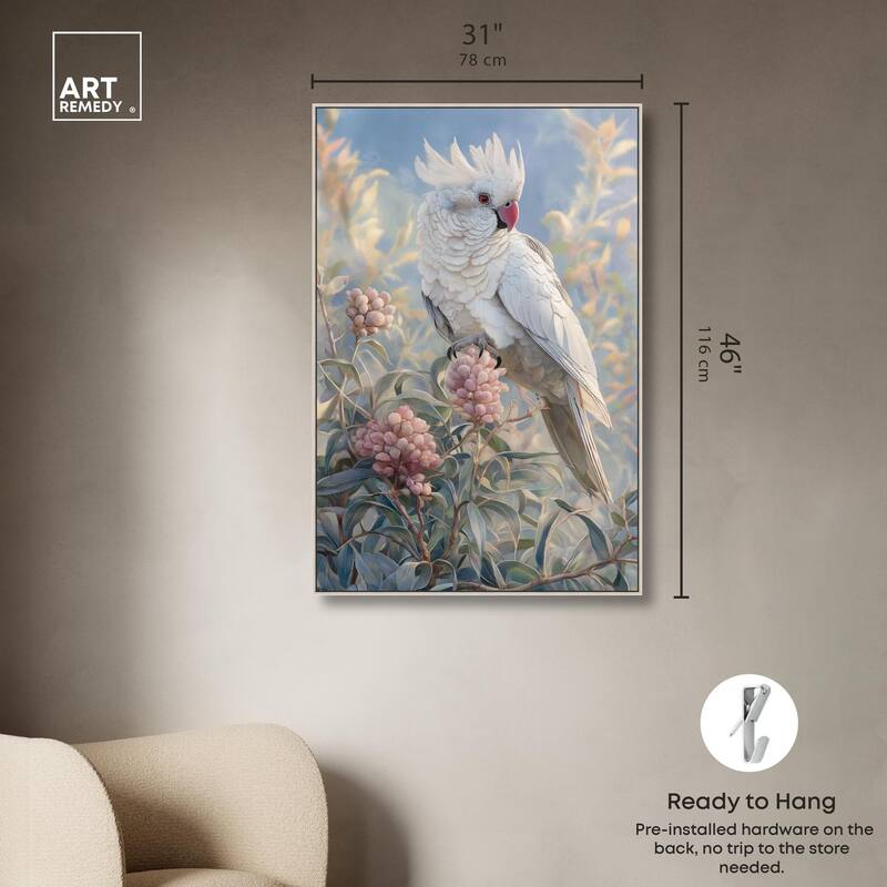 Cockatoo and Blossoms Canvas by Art Remedy