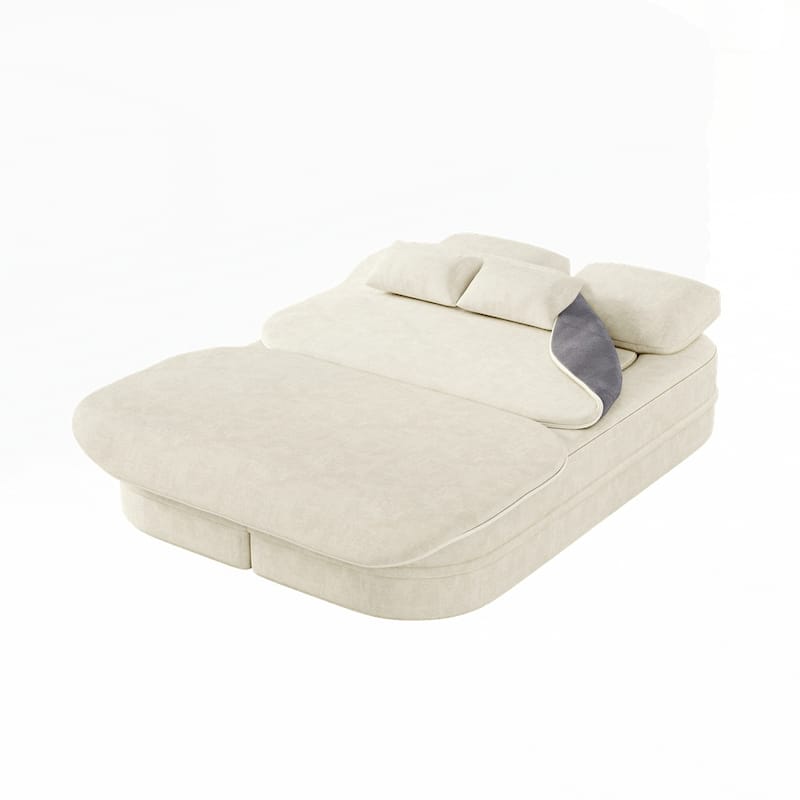 Folding Mattress Sofa with Fixed Shape Frame Convertible Sleeper Foam Sofa Bed with Blanket