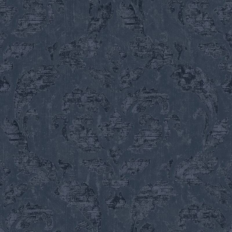 Galerie Wallcoverings Utopia Large Damask Vinyl on Non-woven Matte Wallpaper Roll - 33-feet long x 21-inches wide - Blue