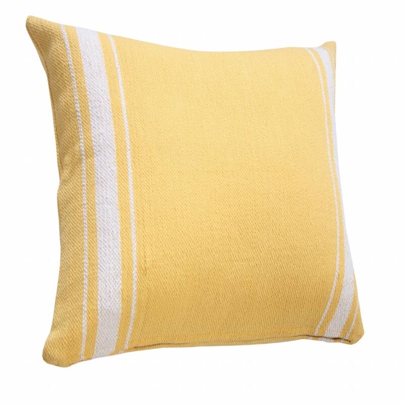 HomeRoots 20" X 20" Yellow And White 100% Cotton Geometric Zippered Pillow