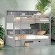 preview thumbnail 15 of 26, Twin Size Bunk Bed with Built-in Shelves and Storage Drawer Grey