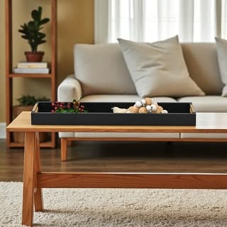 Nyssa Slim Rectangular Wood Decorative Tray - Black
