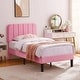 preview thumbnail 11 of 25, Twin Upholstered Platform Bed Frame with Headboard and 12 Wooden Slats, Adjustable Height,