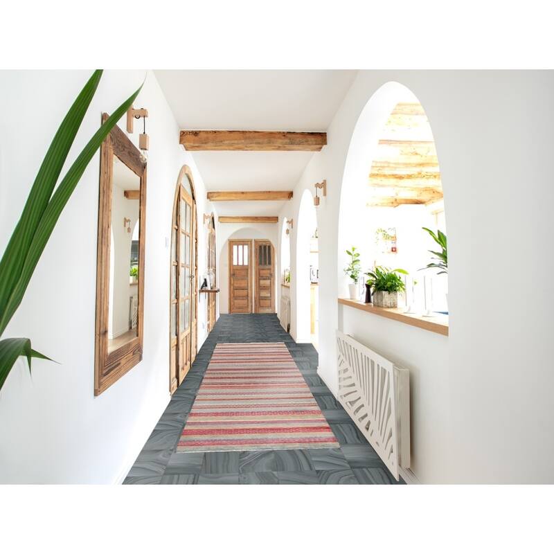 Striped Oriental Gabbeh Kashkoli Runner Rug Hand-knotted Wool Carpet - 2'8" x 11'11"