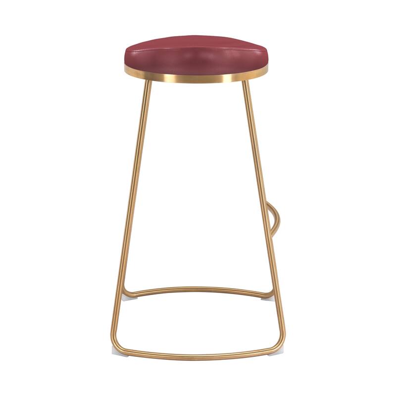 Bison Barstool (Set of 2) Burgundy & Gold - N/A