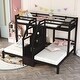 preview thumbnail 9 of 14, Triple Twin Bunk Bed with Storage Board, Built-in Staircase & Drawers - Sturdy Pinewood Frame Espresso