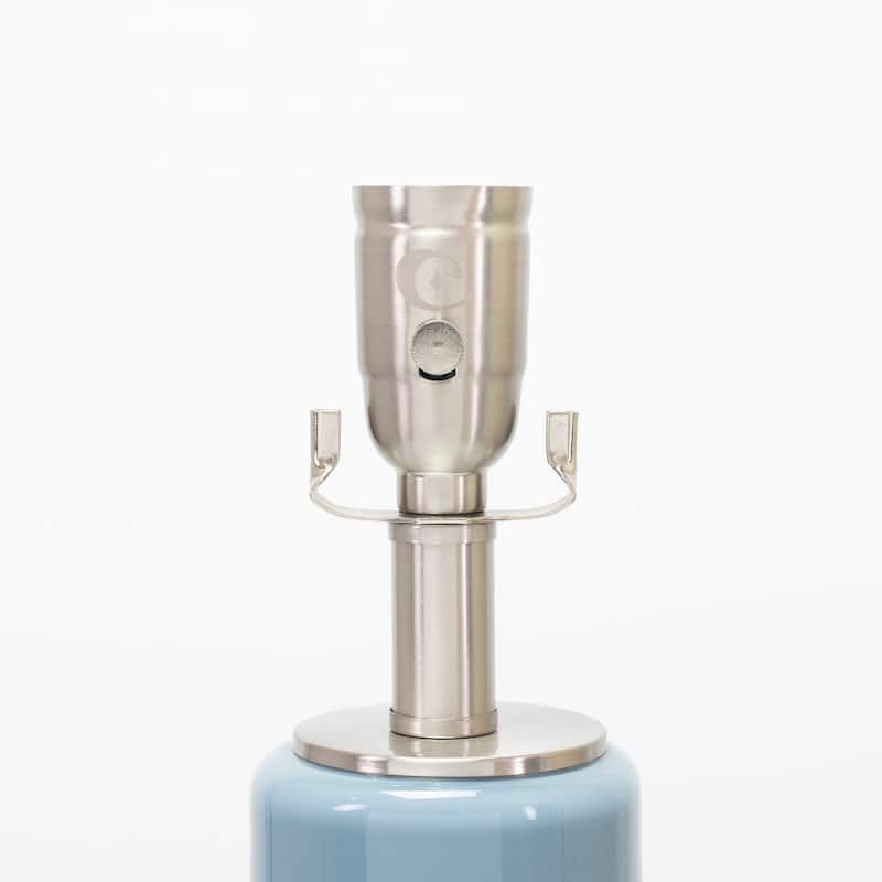 Poppy Glass Table Lamp with Linen Lamp Shade