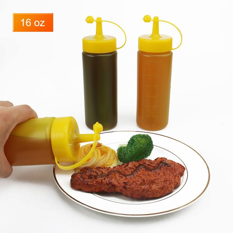 Plastic 16 Oz Condiment Squeeze Bottles with Cap Olive Oil Dispenser
