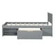 preview thumbnail 9 of 12, Grey Twin Wood Bed Frame with Storage Wheels & 1 Drawer, Noise-Free