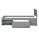 preview thumbnail 22 of 25, Twin Size Wooden Platform Bed Frame with one Storage Rack on Wheels, one Drawer & Two Shelves for Boys Girls, Noise-Free