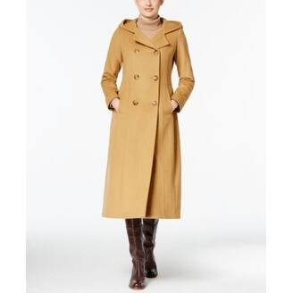 Shop Anne Klein Petite Double Breasted Maxi Coat Camel In Size 4p