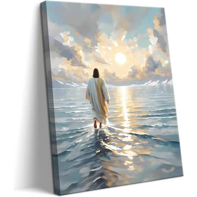 Jesus Canvas Wall Art, Christian Wall Decor of Jesus Walking on Water