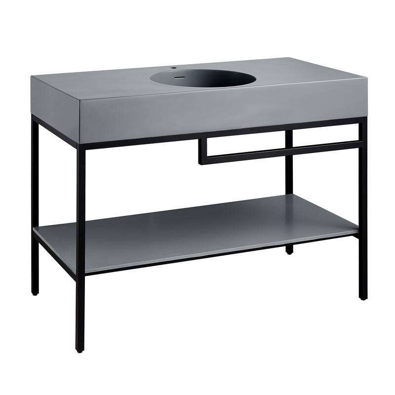 ANZZI Siena 48 in. Console Sink in Matte Black with Matte Grey Counter Top