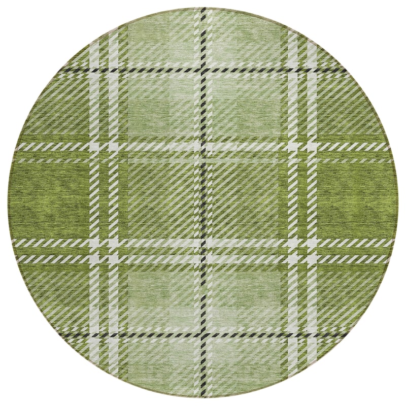 Machine Washable Indoor/ Outdoor Chantille Plaid Cozy Rug