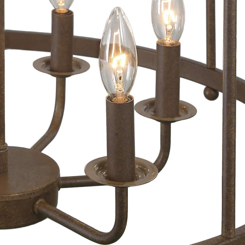 The Gray Barn Farmhouse 6-Light Rustic Drum Chandelier Island Light for Dining Room - D 21.6" x H 28.3"