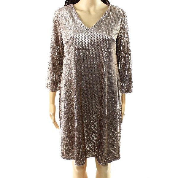 rose gold sequin shift dress