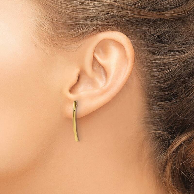 Curata 10k Yellow Gold 24x4mm Polished Bar Post Earrings