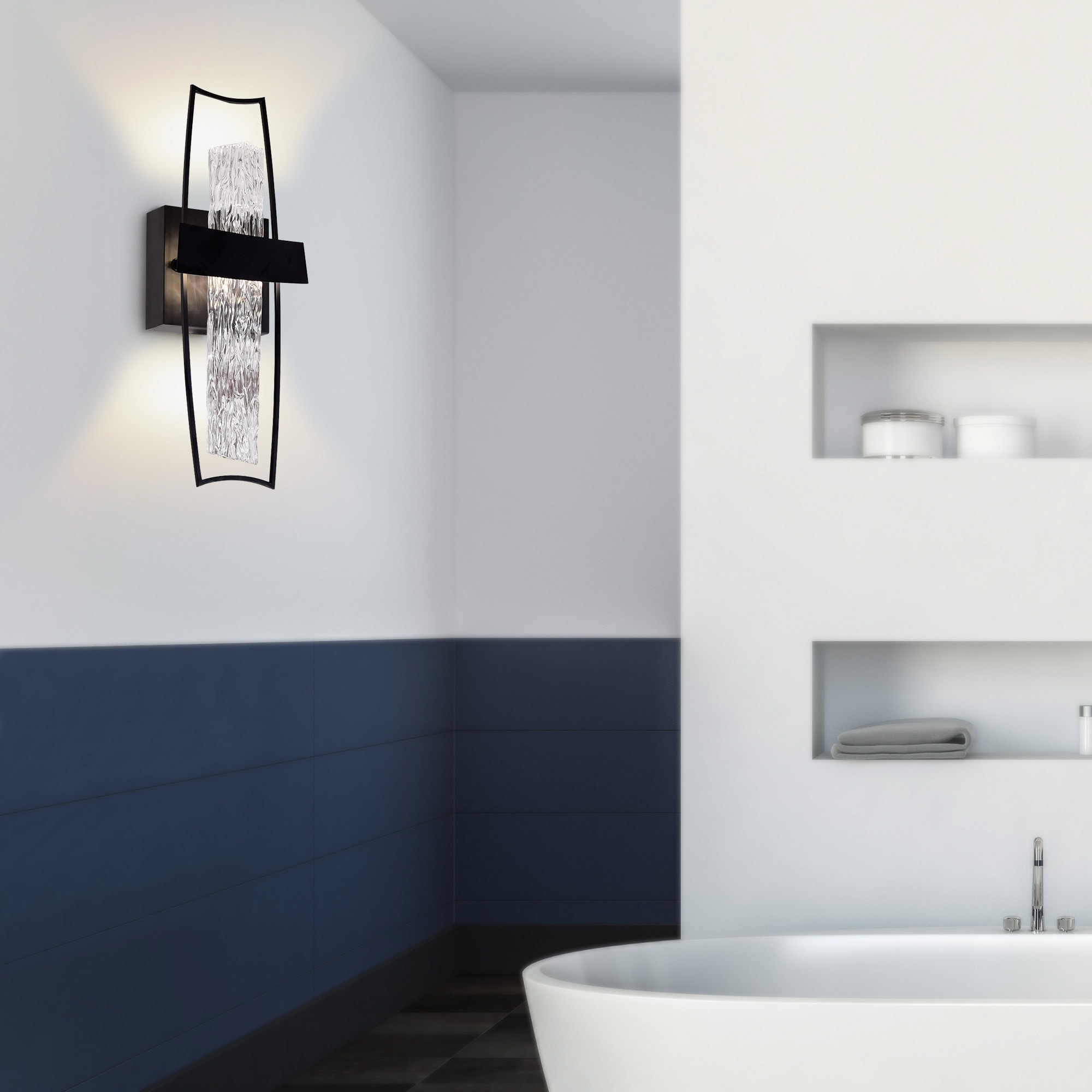 CWI Lighting Guadiana Integrated LED 5in Black Wall Light with Handcrafted Glass