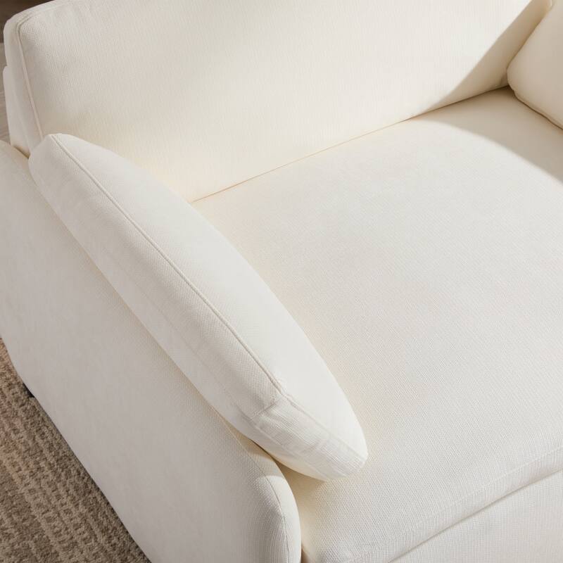 50" Oversized Chenille Lounge Chair - Wide Deep Seat Armchair with Color Block Design & Throw Pillows