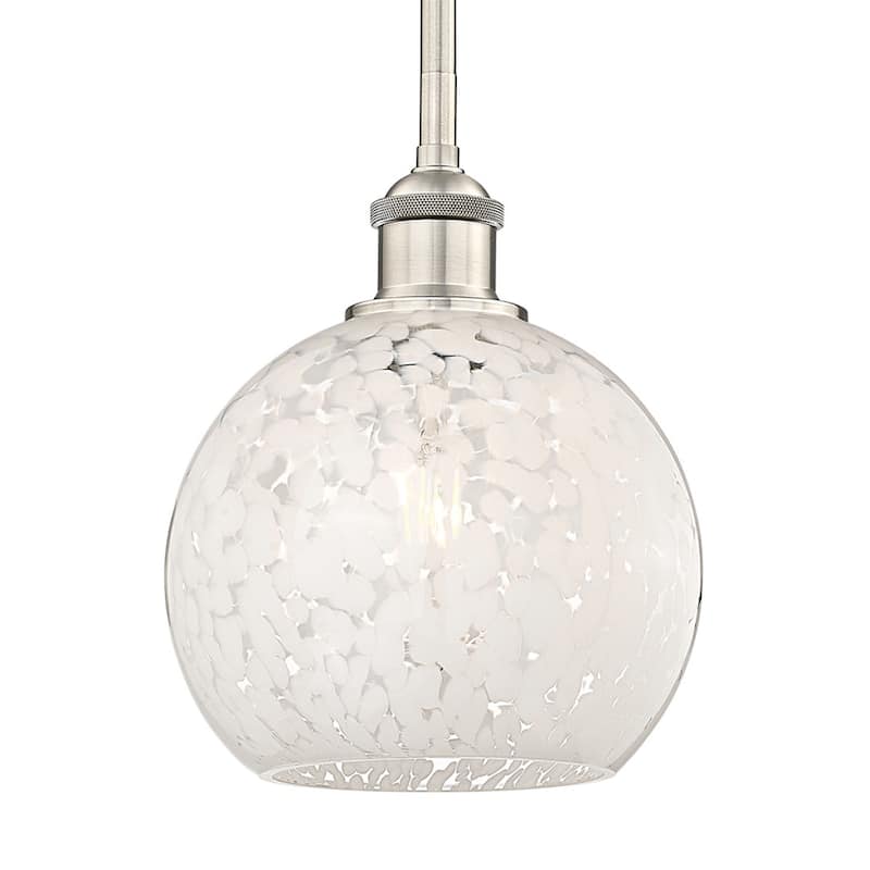 Innovations Lighting 616-1S 10 8 White Mouchette Pendant White - Brushed Satin Nickel