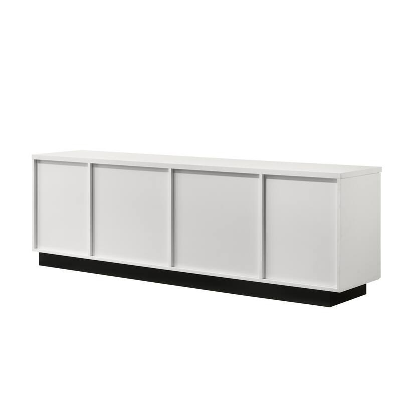 Modern 70.5" White TV Stand with 2 Drawers, Adjustable Shelves & Black Base - Perfect for Living Room