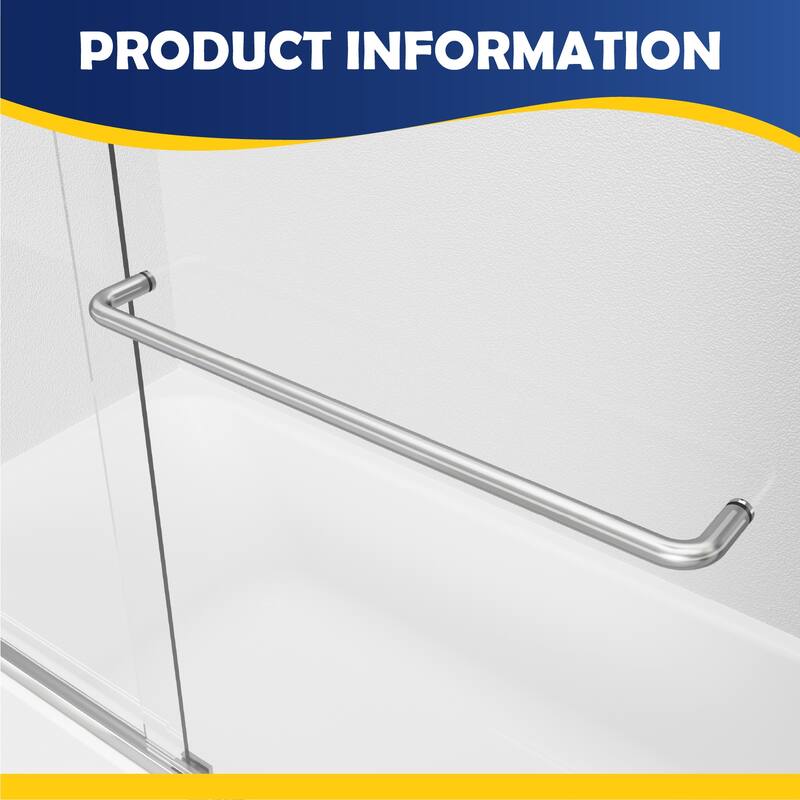 i-Homare 55-59" W x 56" H Bath Tub Semi-Frameless Sliding Shower Door
