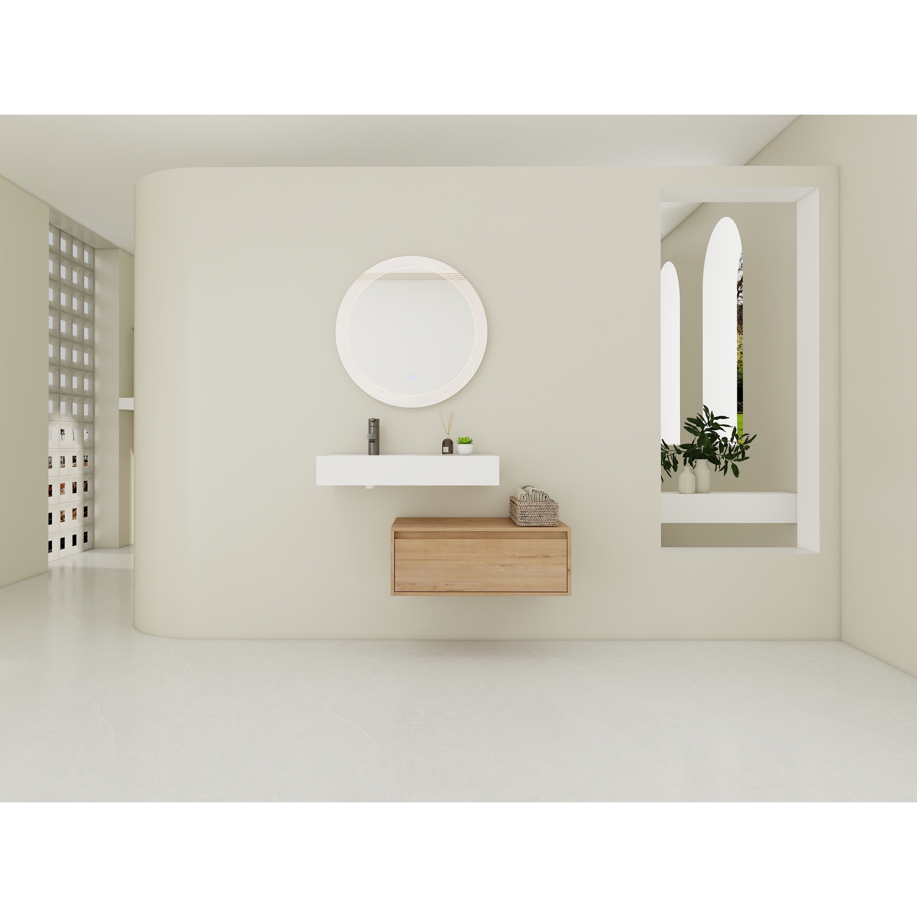 30 inch Wall-Mounted Bathroom Vanity with Resin Sink,Soft Close Drawer,Float Mounting Design