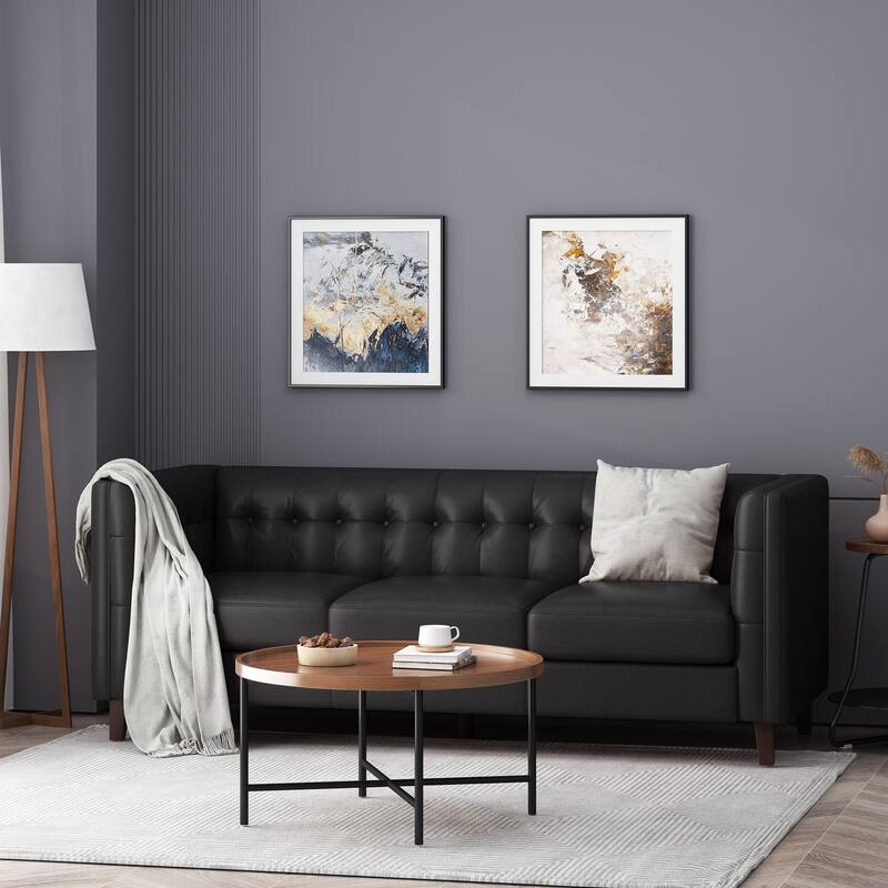 Contemporary 3-Seat Sofa with Button Tufted Back, Upholstered Design, and Birch Wood Legs for Living Room
