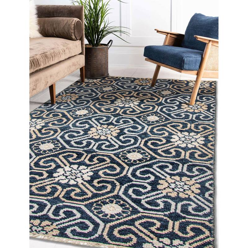 ECARPETGALLERY Hand-knotted Mystique Blue Wool Rug - 3' x 4' 10"