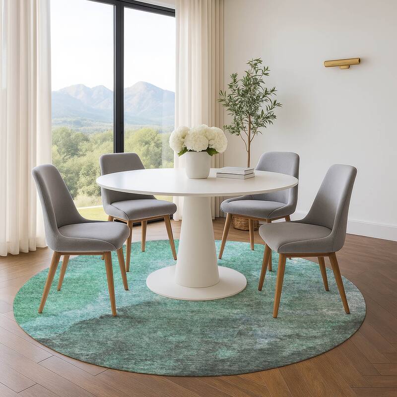 Premium Washable Super Soft Abstract Ombre Mayfield Rug - Teal - 8' x 8'