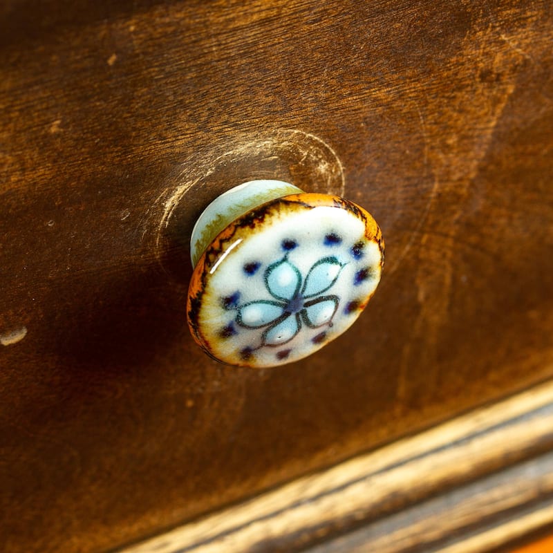 Novica Handmade Floral Convenience Ceramic Knobs (Set Of 4)