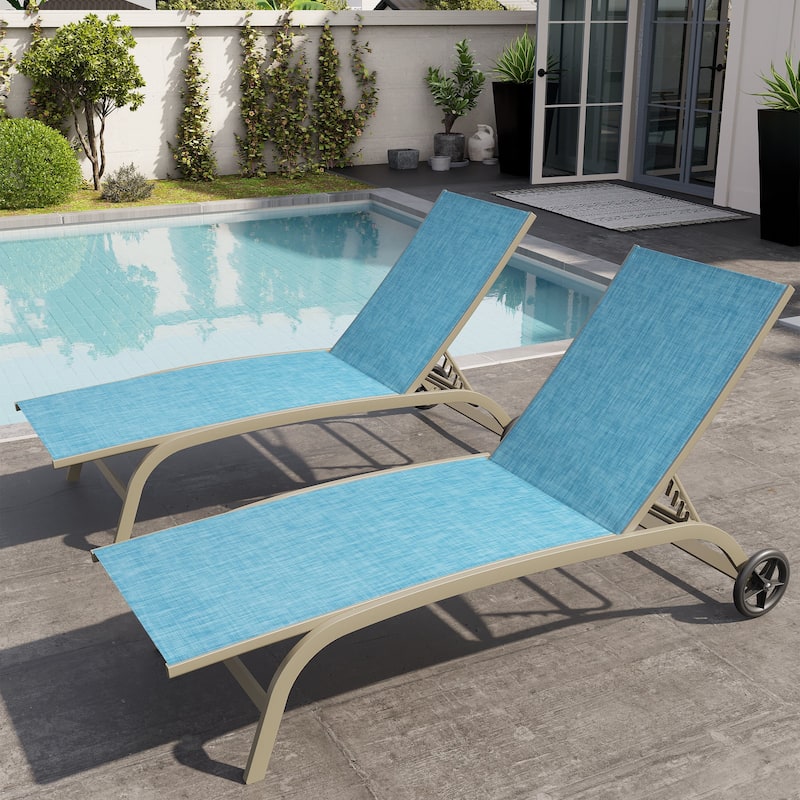 Crestlive Outdoor Adjustable Chaise Lounge Chairs with Wheels - See the Picture