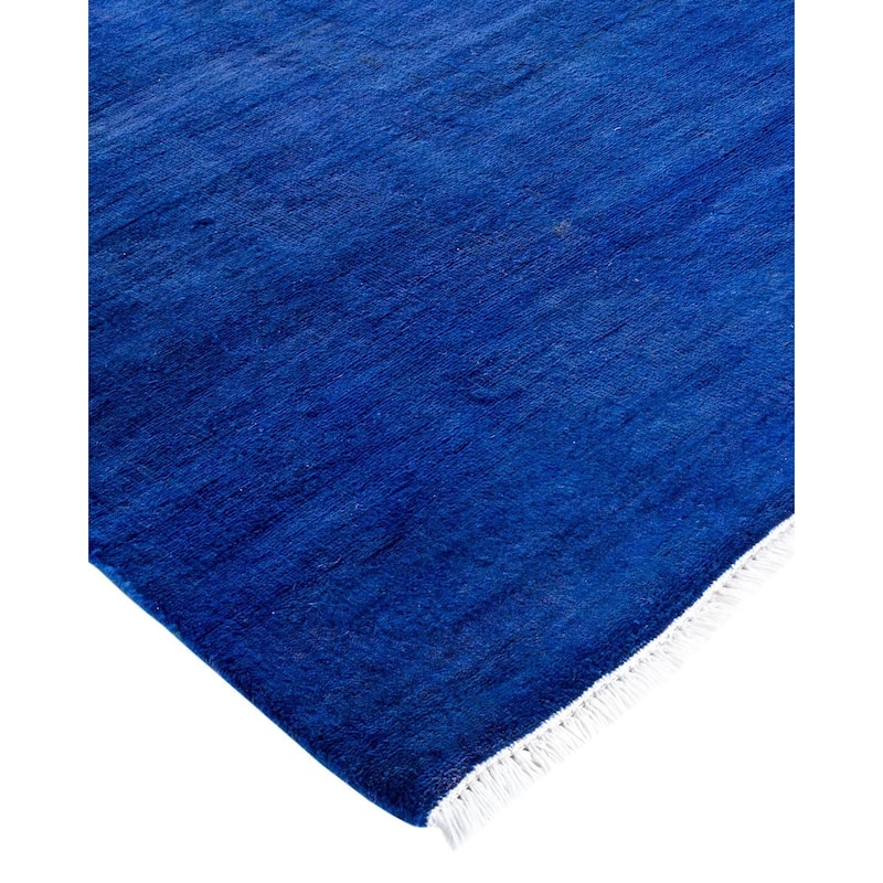 Overton Handknotted Wool Vintage Inspired Contemporary Overdyed Blue Area Rug - 15' 4" x 12' 1"