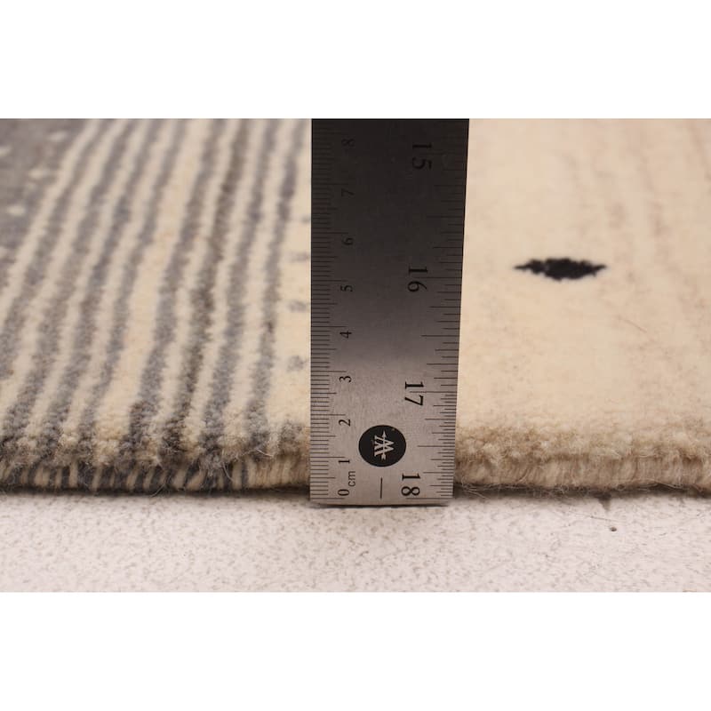 ECARPETGALLERY Braided Weave Kashkuli Gabbeh Cream Wool Rug - 8'0 x 9'8