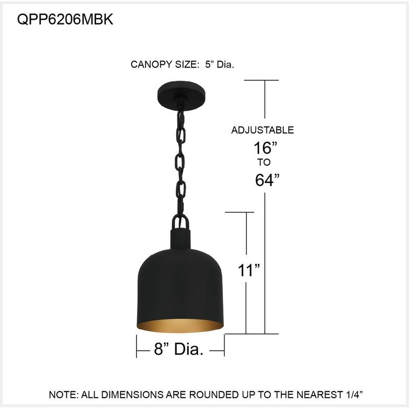 Raquel 1-Light Matte Black Mini Pendant Light