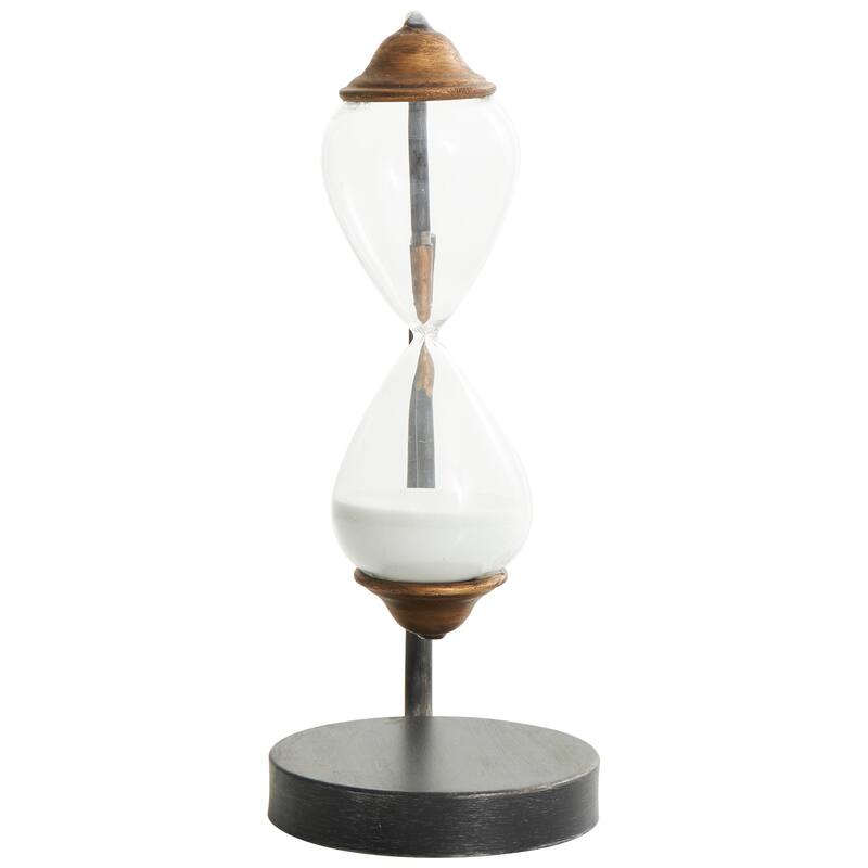 Black Metal Suspended Hourglass Timer with Gold Details