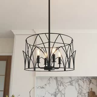 Acroma 4 - Light Steel Dimmable Drum Chandelier