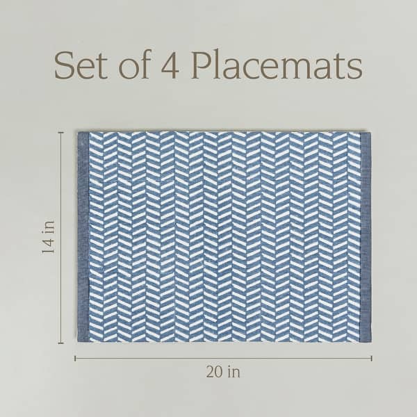 dimension image slide 2 of 9, over&back Hand-Blocked 100% Cotton Placemats - Machine Washable - Set of 4