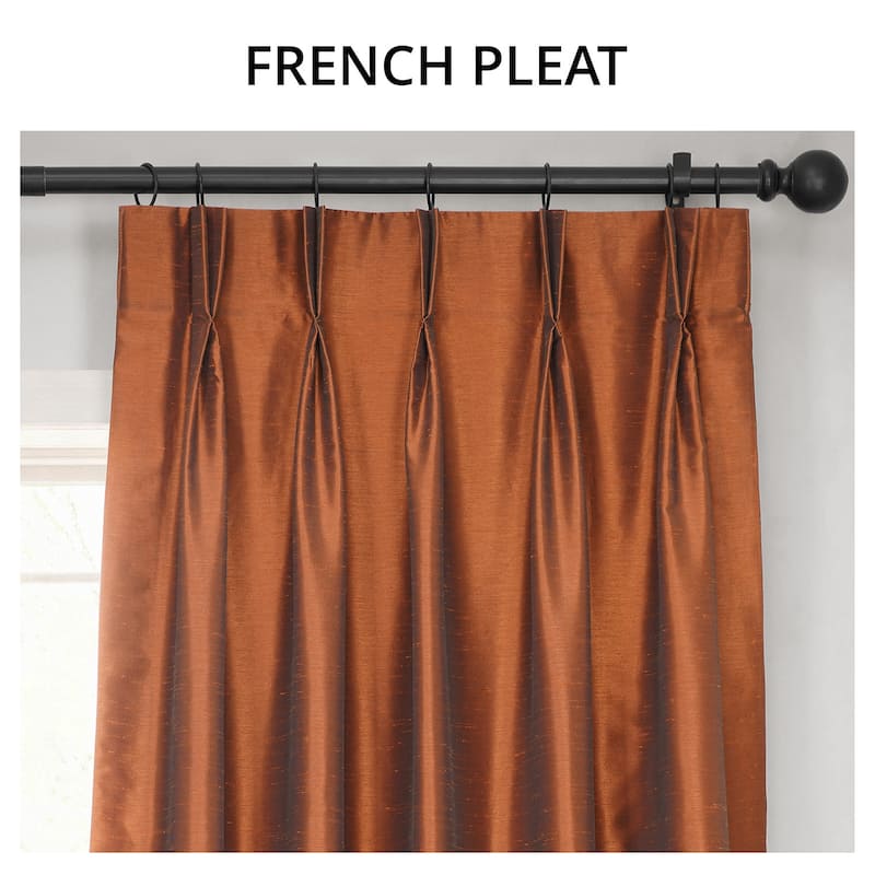 Exclusive Fabrics Solid Vintage Textured Faux Dupioni Silk Pleated Blackout Curtain (1 Panel)