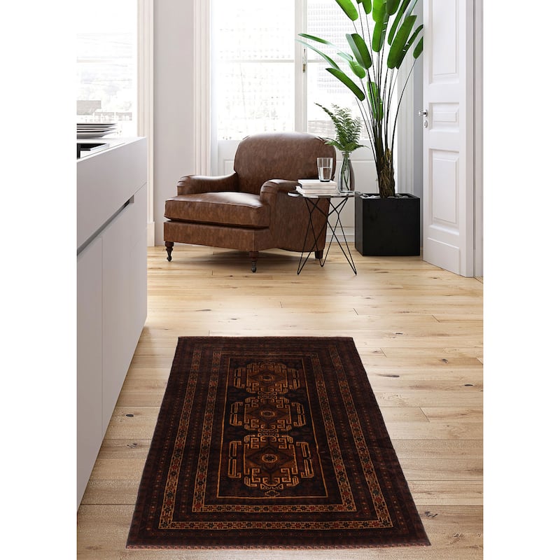 ECARPETGALLERY Hand-knotted Teimani Black, Brown Wool Rug - 3'8 x 6'3