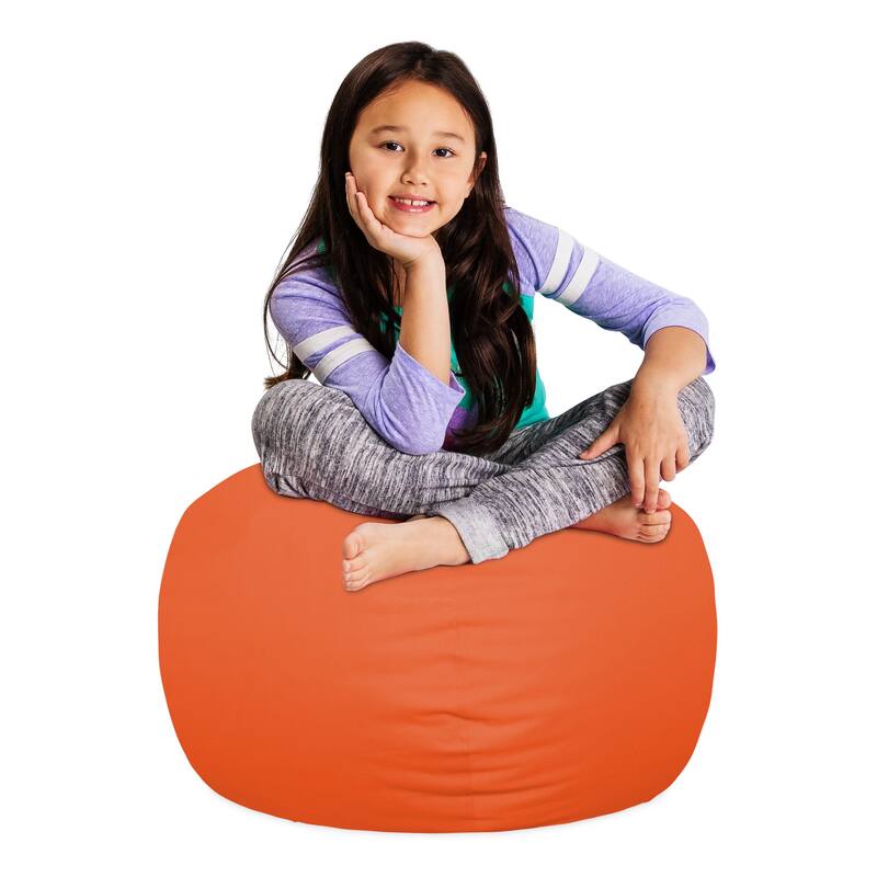 Kids Bean Bag Chair, Big Comfy Chair - Machine Washable Cover - 27 Inch Medium - Solid Orange