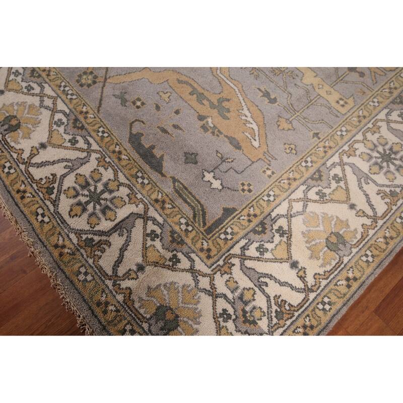 Gray Oushak Indian Rug Hand-Knotted Wool Carpet - 8'0"x 9'8"