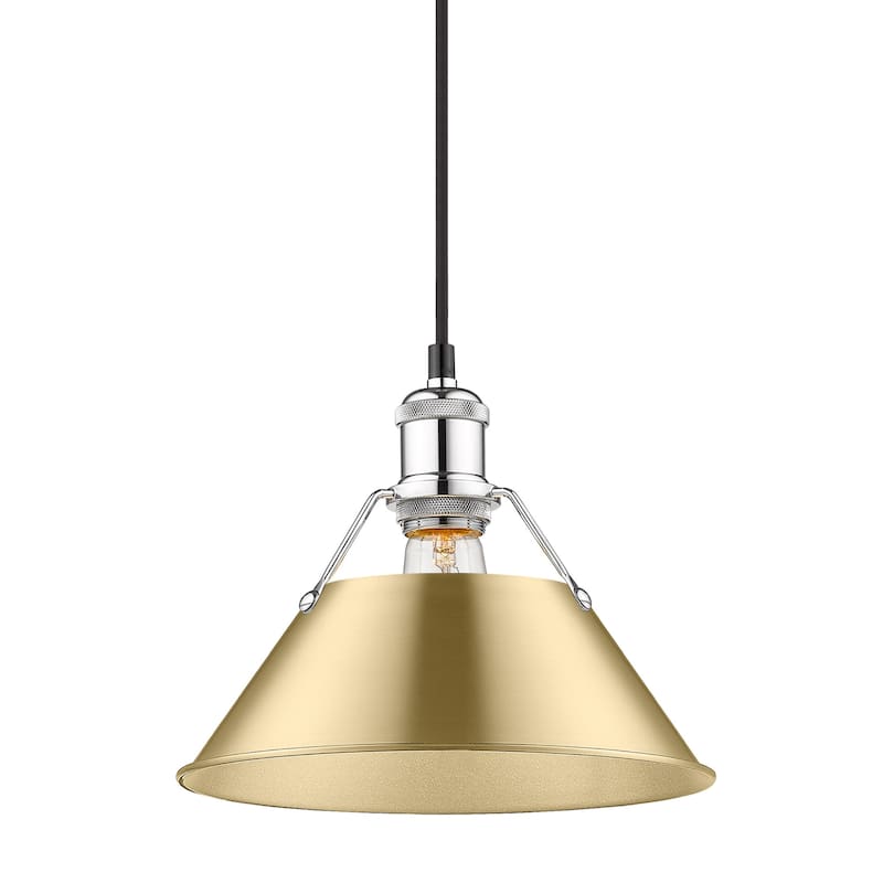 Orwell 10" Wide Medium Pendant in Chrome with Brushed Champagne Bronze - Silver
