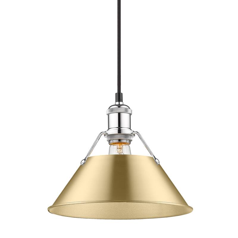 Yep by Golden Lighting Orwell 1-light 10in Pendant in Chrome and Brushed Champagne Brass shade - Silver