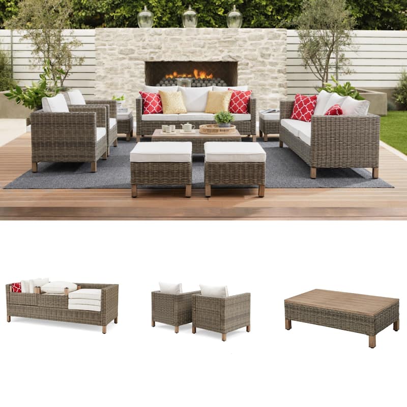 9 Piece Sectional Seating Group with Cushions