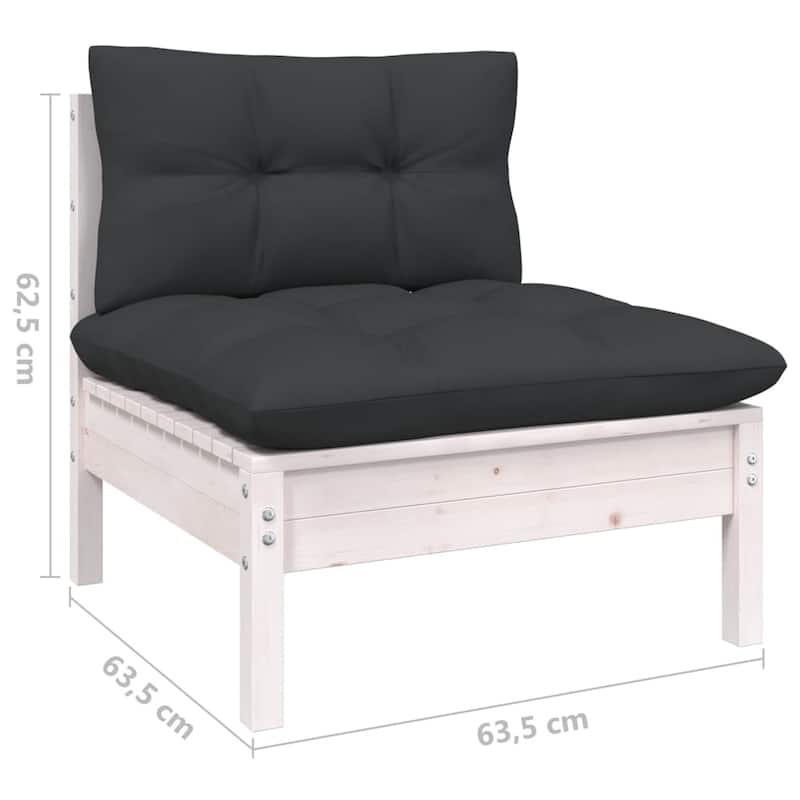 vidaXL Solid Pinewood Patio Lounge Set 7 Piece with Cushions Multi Colors - 25" x 25" x 24.6"