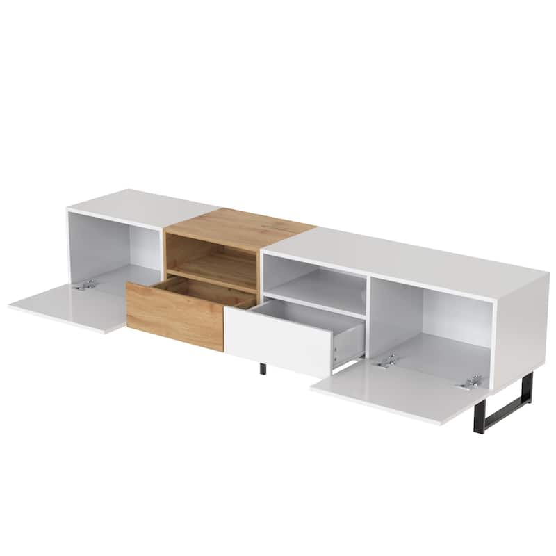 74" TV Stand with Drop-Down Door & Storage for TVs Up to 85"