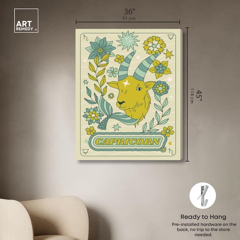 Capricorn Stars Card Canvas by Art Remedy, Gallery Wrapped