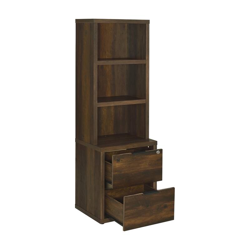 2 Drawers and 3 Open Shelves Wooden Bookcase